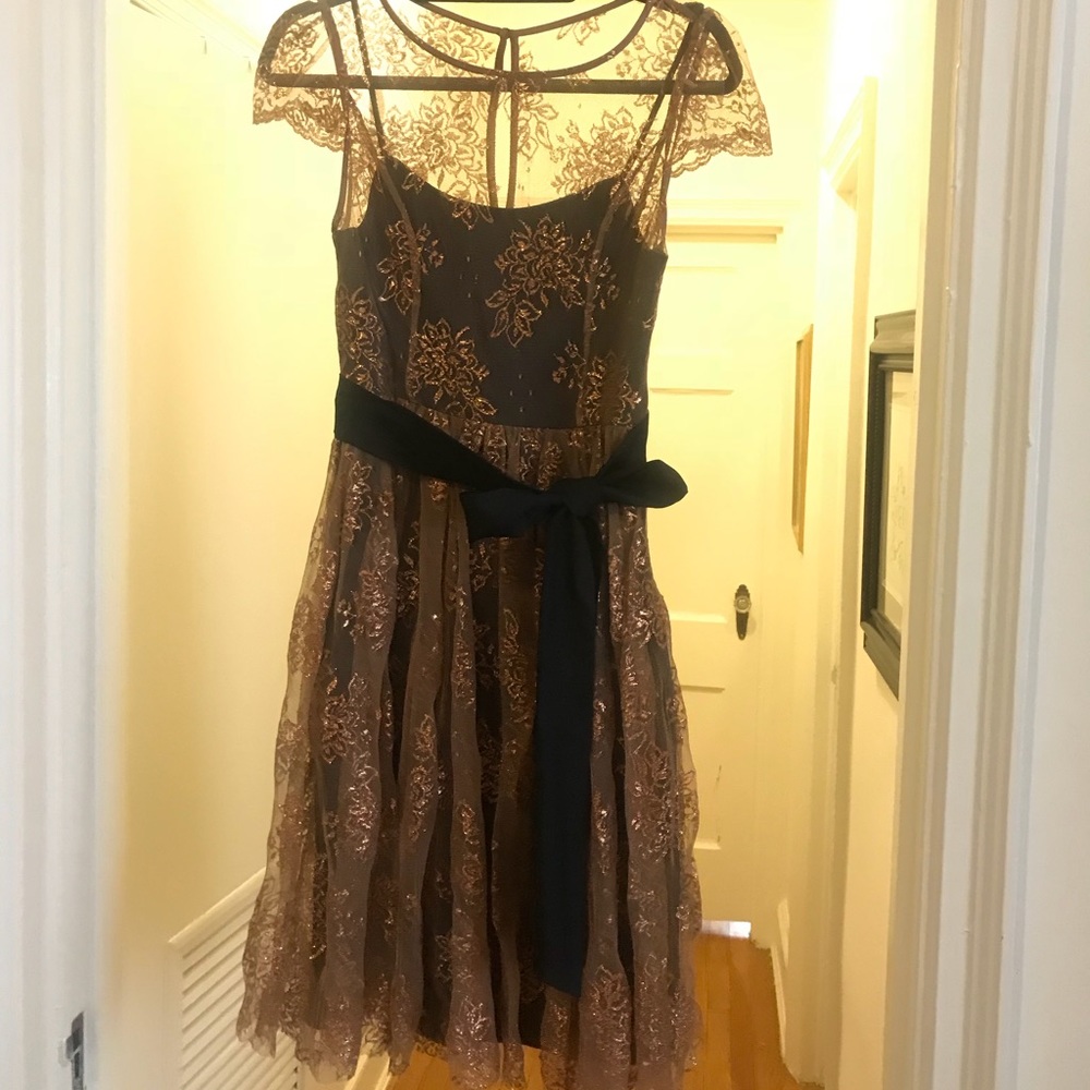 Lace illusion cocktail dress